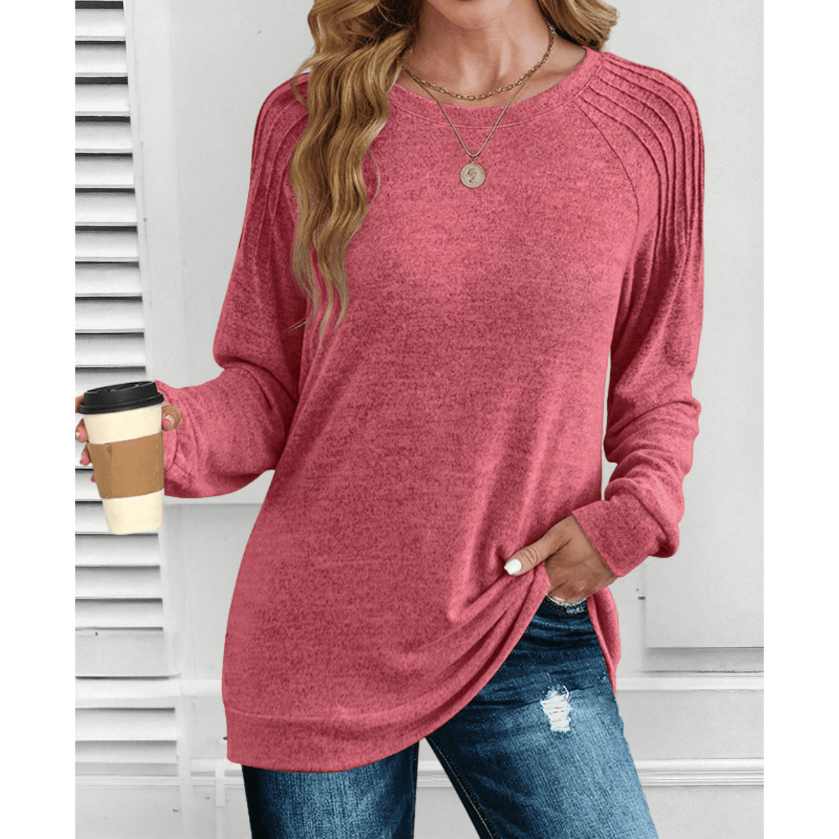 Anika | Ribbed Shoulder Long-Sleeve