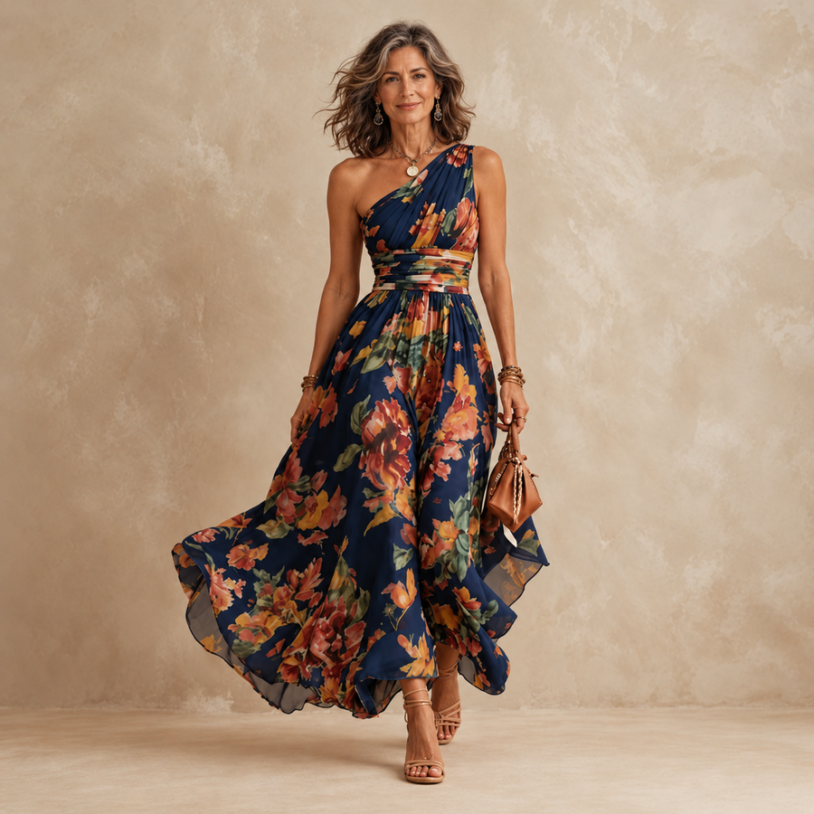 Celeste | One-Shoulder Floral Maxi Dress