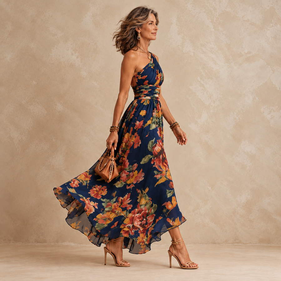 Celeste | One-Shoulder Floral Maxi Dress